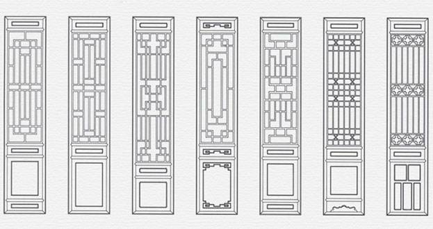 铜陵常用中式仿古花窗图案隔断设计图