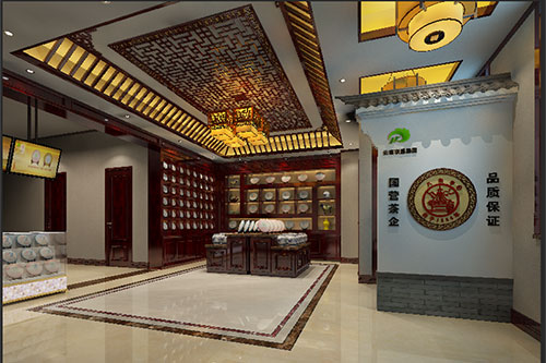 铜陵古朴典雅的中式茶叶店大堂设计效果图