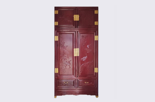 铜陵高端中式家居装修深红色纯实木衣柜