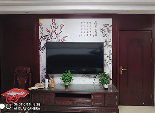 铜陵中式家庭装修电视柜效果展示
