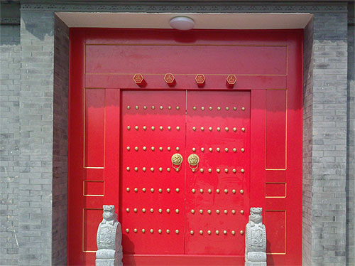 铜陵中国传统四合院系列朱红色中式木制大门木作